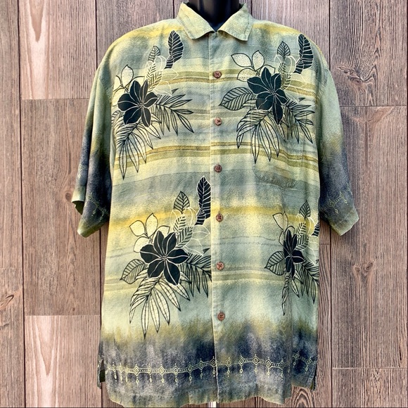 SOLD Tommy Bahama Hawaiian Silk Floral Button Down - Picture 2 of 8